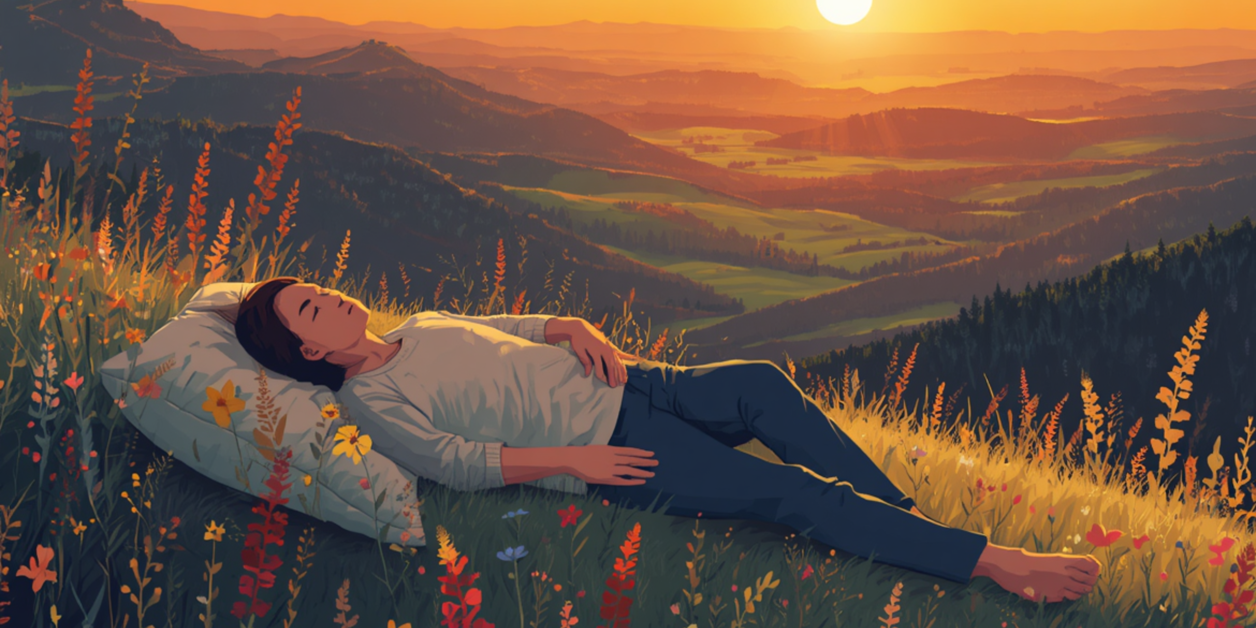 Person sleeping soundly in a field
